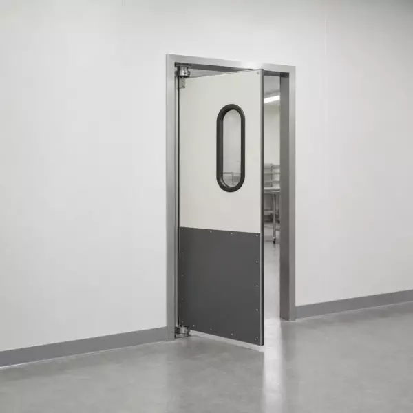 Жесткая маятниковая распашная дверь одностворчатая из сэндвич панелей 210*110